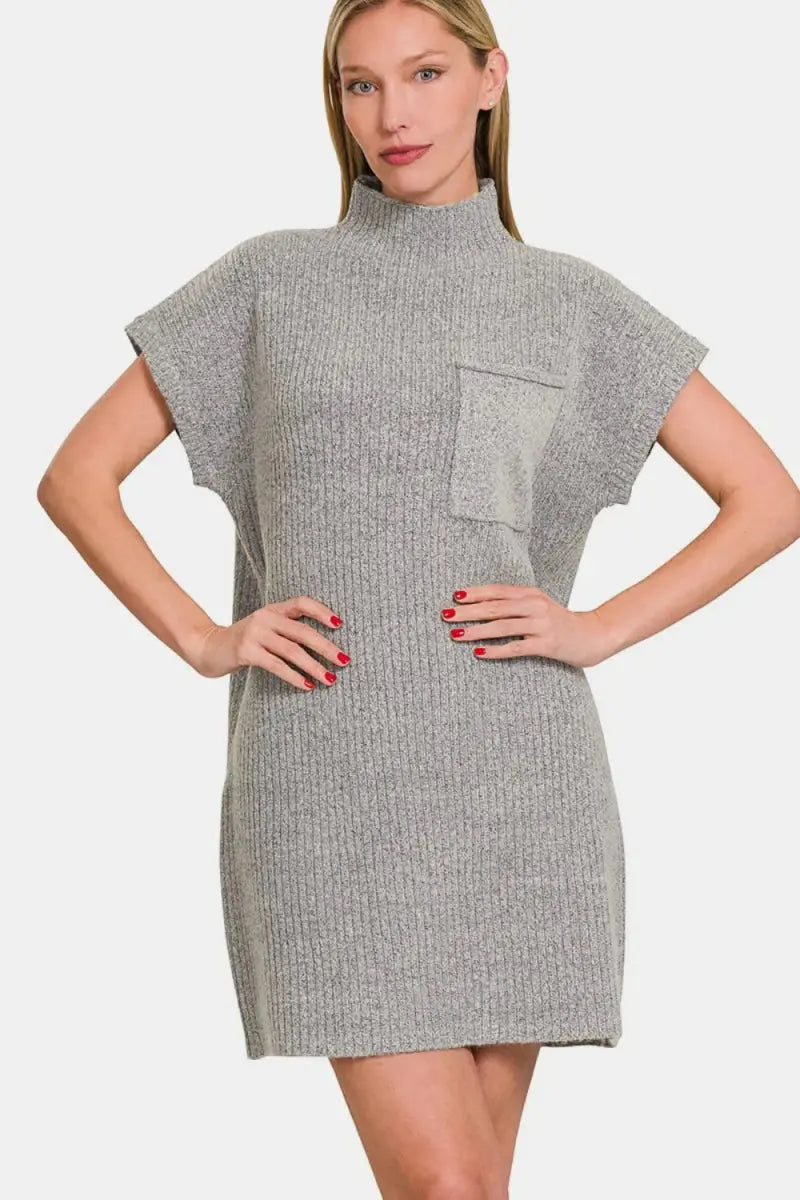 Zenana Short Sleeve Sweater Mini Dress for Casual Style - Love Salve